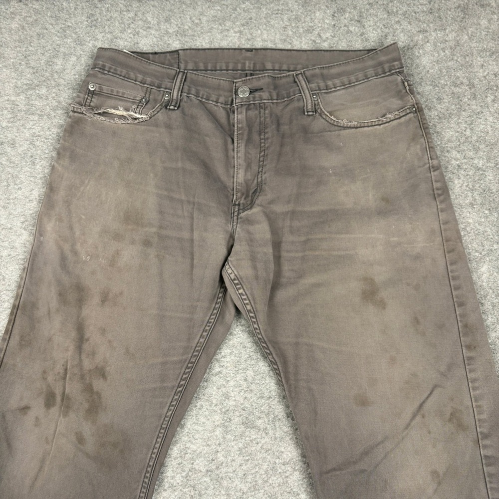 Levi's 514 Straight Leg Jeans Mens 36x32 Brown Distressed Workwear Grunge Thrash